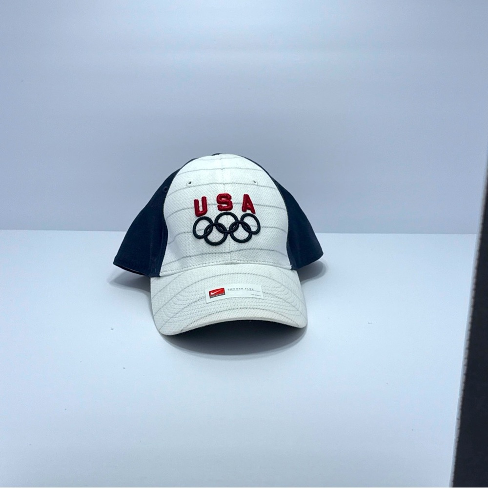 Nike Team USA Olympic Fitted Hat Cap Large Red White Blue Embroidered Swoosh